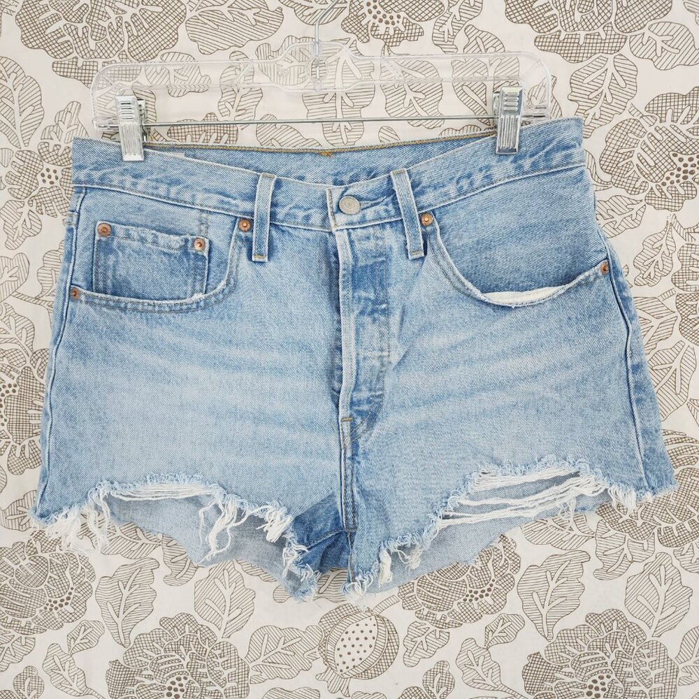 Levi's Light Blue Distressed Jean Shorts